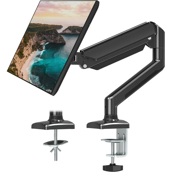 Single Monitor Mount Arm Fits up to 32 Inch, Desk Mount Holds 4.4-19.8lbs Computer Screen, Full Motion Gas Spring Monitor Desk Mount, VESA Mount 75x75, 100x100