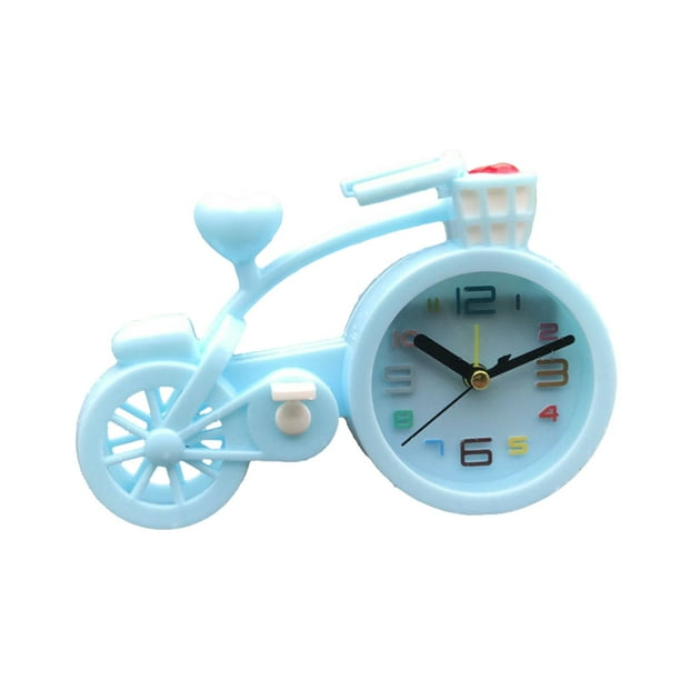 Reloj Despertador para Dormitorio,Reloj de Escritorio Silencioso en Forma de Bicicleta,7.01x4.72x2.36In Plástico Operado Por Batería Azul para Niños Sala de Estudio Reloj Despertador para Niños,Decora