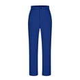 thumbnail image 5 of Oiangi Women's Dress Pants Button Elastic Waist Slacks Casual Straight Leg Trousers for Business Office Blue L, 5 of 5