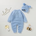 thumbnail image 2 of Baby Rompers Caps Clothes Sets Newborn Girl Boy Knitted Jumpsuits Outfits Autumn Winter Long Sleeve Toddler Infant Overalls 2pcs, 2 of 6