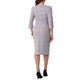 thumbnail image 3 of Vestido de trabajo de mujer Inspire Chic de tweed, cuello barco, manga 3/4, largo hasta la rodilla, blanco y púrpura, 3 of 6
