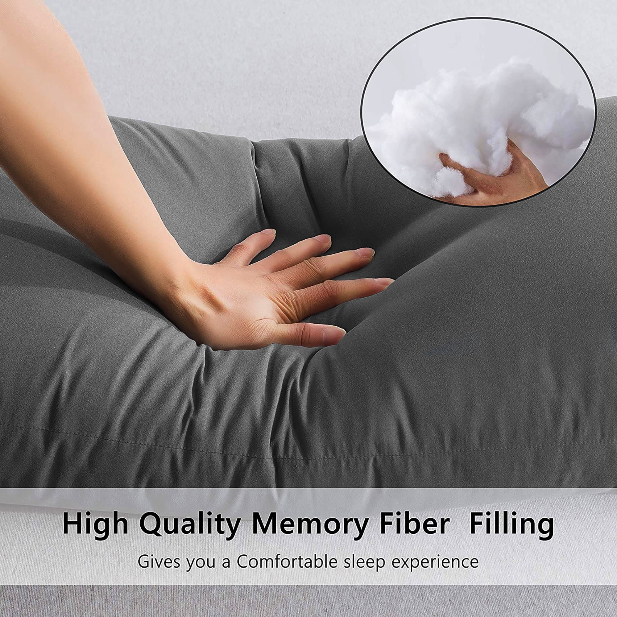 Yalamila Premium Ultra Soft Body Pillow with Removable Pillowcase for Adults, Comfortable Long Bed Pillow, 20x54in, Gray