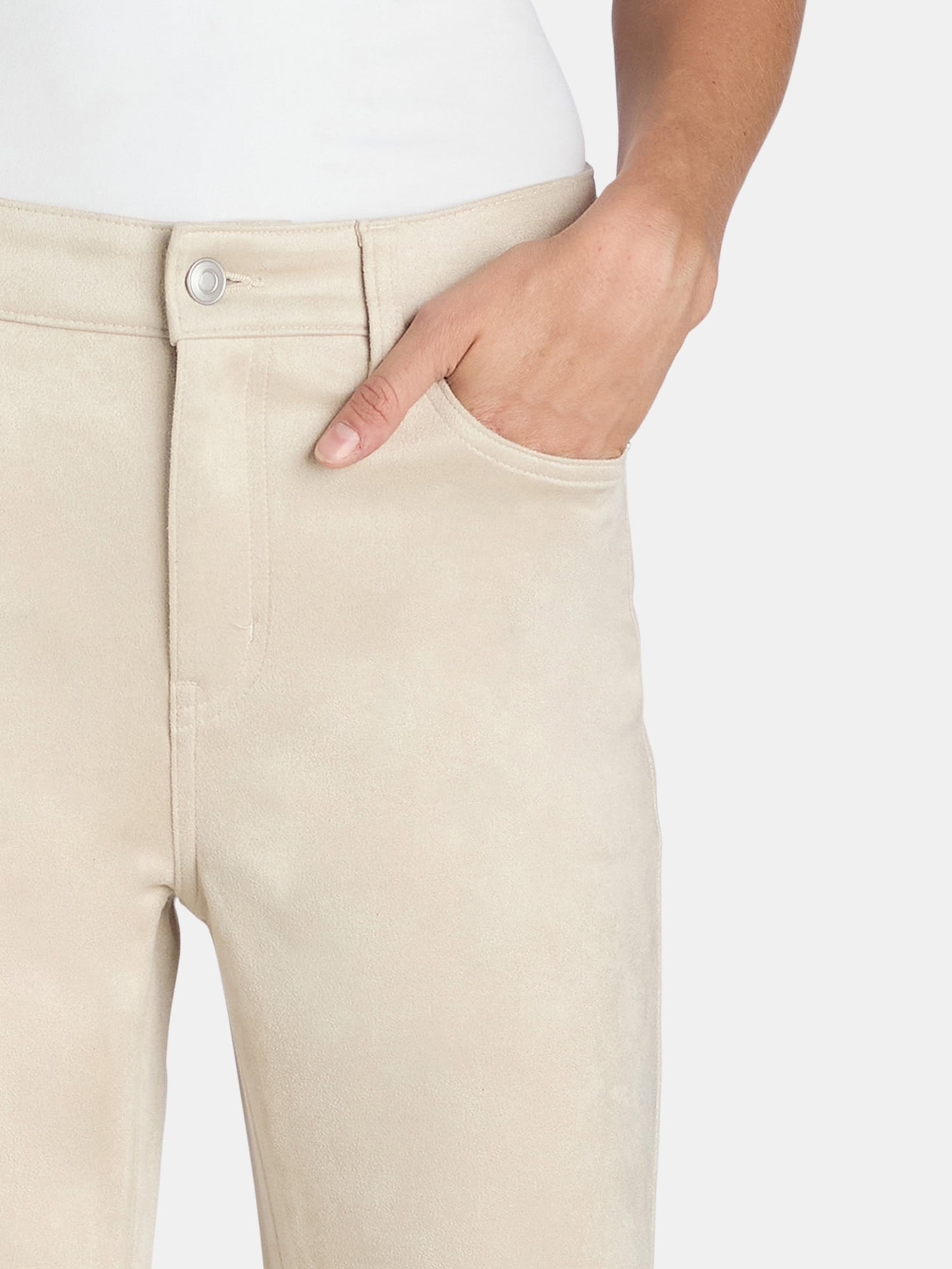 Time and Tru Women's and Women’s Plus Faux Suede Straight Leg Pants, Sizes 2-20