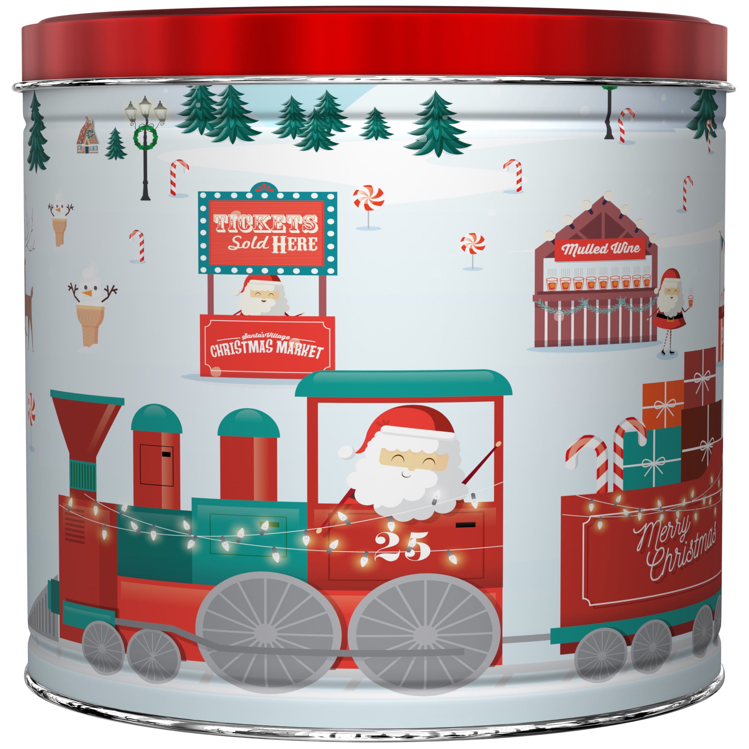 GiftPOP™ Holiday Popcorn Tin, Santa Express Design, Assorted Popcorn Christmas Popcorn Tin