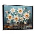 thumbnail image 2 of Designart "Gray And White Daffodils In Bold Colors II" Daffodils Floater Framed Wall Art Living Room, 2 of 5
