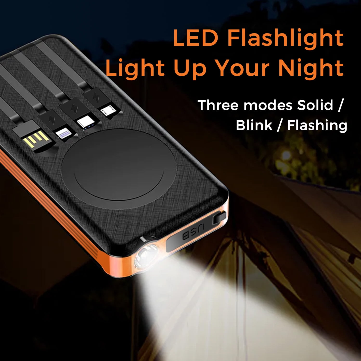Alpha Digital ZL-809-O Solar Charging Power Bank, Black & Orange