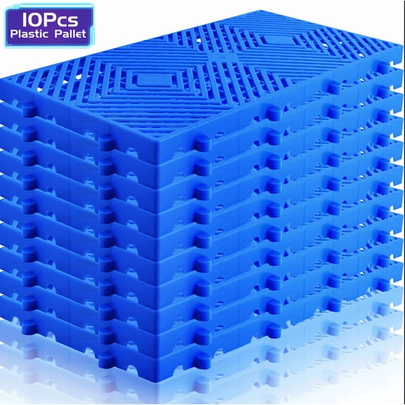 10 PCS Plastic Pallet, Waterproof Storage Grid Pad Lightweight Plastic Pallets for Basement Storage Nestable Pallet for Garage Supermarket Basement (23.6x11.8x1.18 Inch )