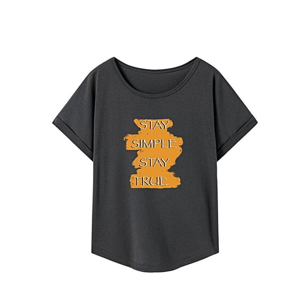 Camiseta para mujer con cuello redondo, camiseta básica simple para caminar, uso diario, viajes S