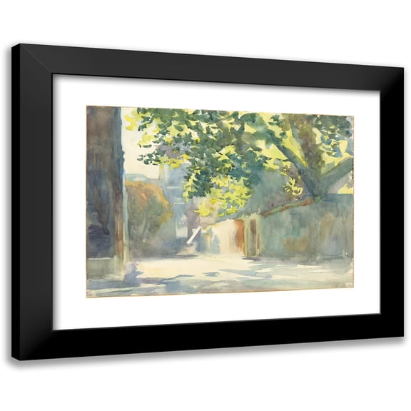 John Singer Sargent 14x11 Black Modern Framed Museum Art Print Titled - Sunlit Wall Under a Tree (C. 1913)