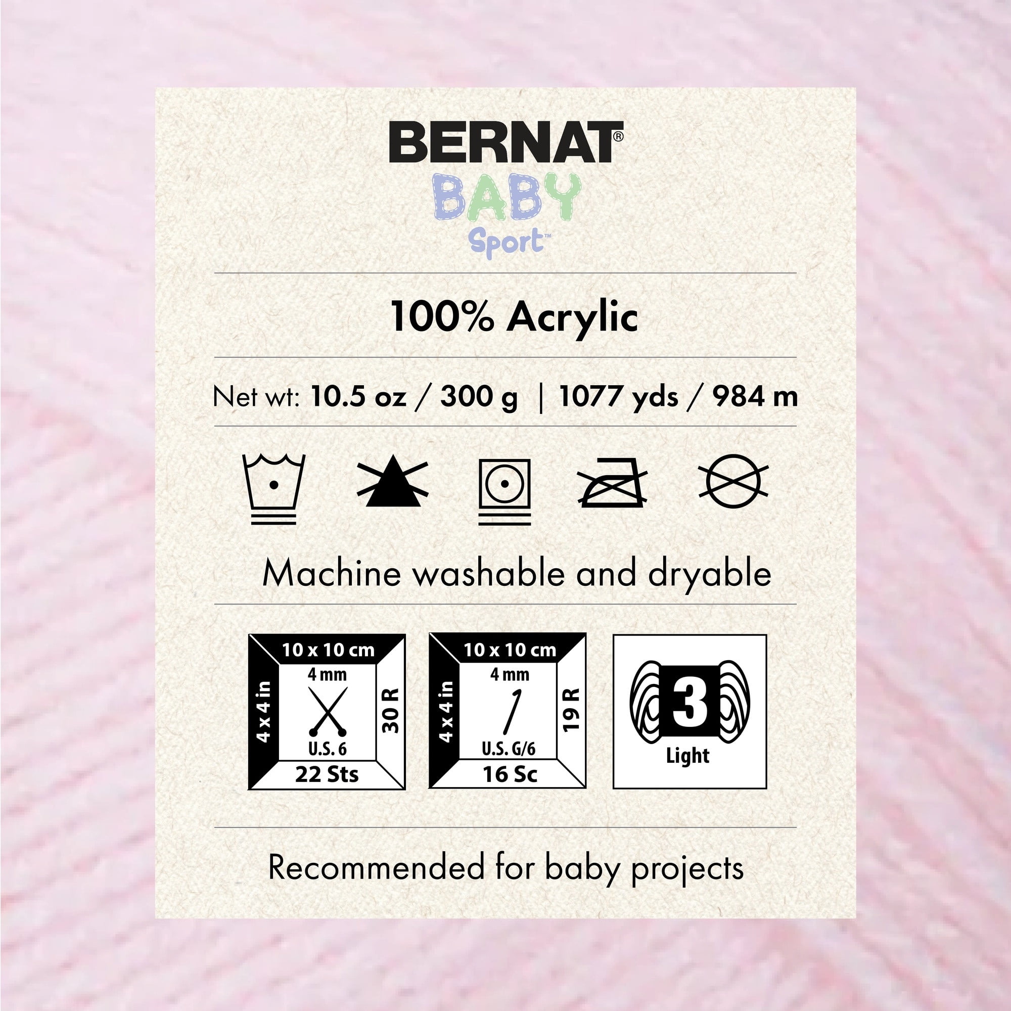 Bernat® Fil Baby Sport™, Acrylique #3 DK, 12,3oz/350g, 1256 Yards