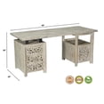 thumbnail image 7 of Taran Designs Fillian 3-drawer 1-door Floral Carved Solid Wood Desk in Gray, 7 of 7