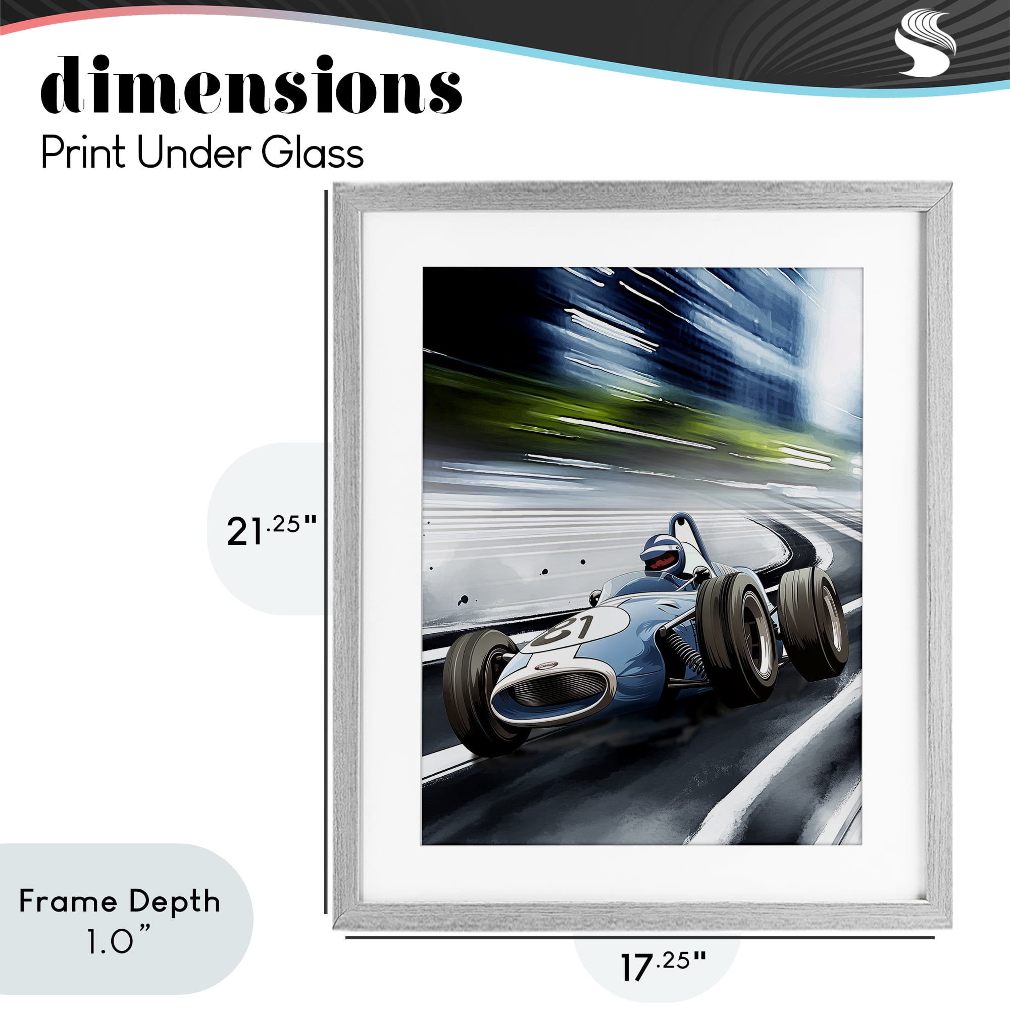 Stupell Industries Speeding Racecar Driver Gray Framed Print Under Glass, design by Christine Simpson Art