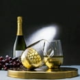 thumbnail image 3 of Stemless Wine Glasses w/ Hammered Brass Metal Bottoms, Cocktail Glass, Set of 4, 3 of 6