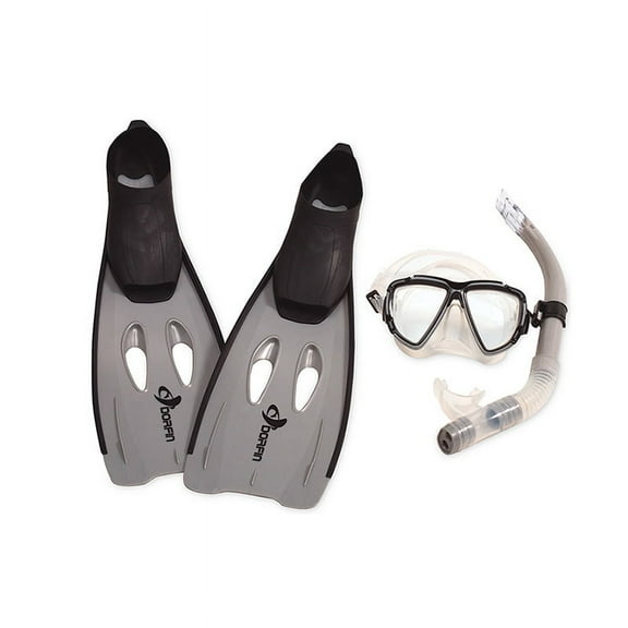 Pool Master 3pc Kona Adult Pro Silicone Swimming Pool Scuba and Snorkeling Set - Extra Large - Gray