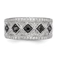 thumbnail image 4 of White Sterling Silver Ring Band Diamond Black Black White, 4 of 6