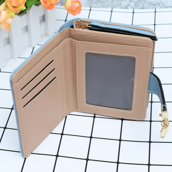 MLINS Ladies Wallet Zipper Wallet Hollow Leaf Design Miss Blue