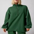 thumbnail image 3 of Solid Color Half Zipper Long Sleeve Pullovers for Women, 3 of 7