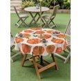 thumbnail image 3 of Outdoor Tablecloth with Umbrella Hole and Zipper, Thanksgiving Fall Round Table Cloth 60 Inch Waterproof Tablecloth, Farmhouse Autumn Orange Pumpkin Picnic Table Cover for Patio Camping, 3 of 7