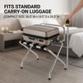 thumbnail image 3 of USTECH Chrome High Back Folding Luggage Rack, Heavy-Duty Metal Suitcase Stand for Guest Room, Bedroom, or Hotel – Foldable & Space-Saving Design, 3 of 6