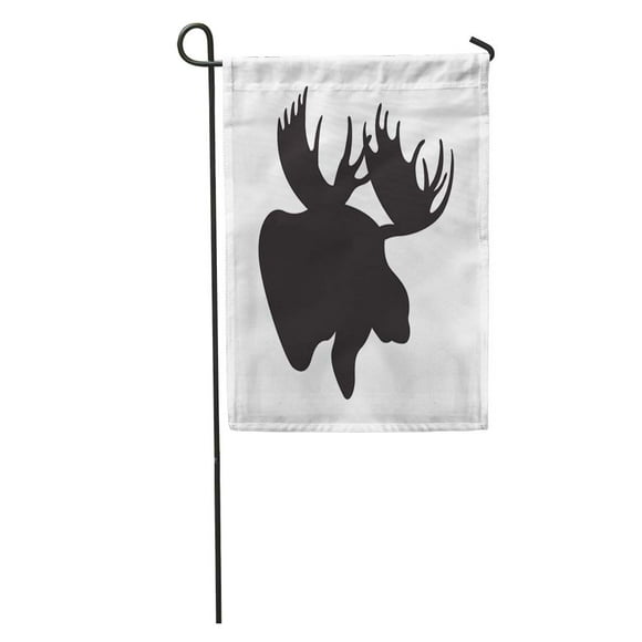 JSDART Brown Bull Moose Head Profile Black Silhouette Alaska Antler Garden Flag Decorative Flag House Banner 28x40 inch