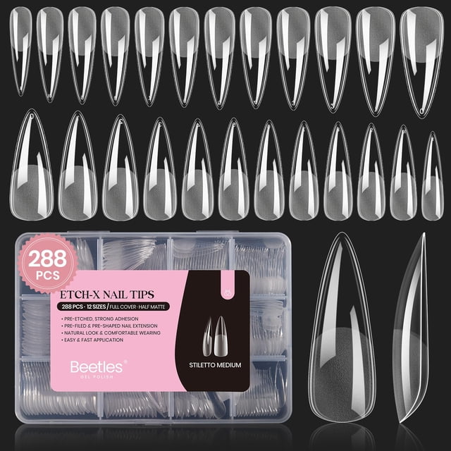Aguja para uñas con forma de escarabajos, tamaño mediano, 288 unidades, gel acrílico suave