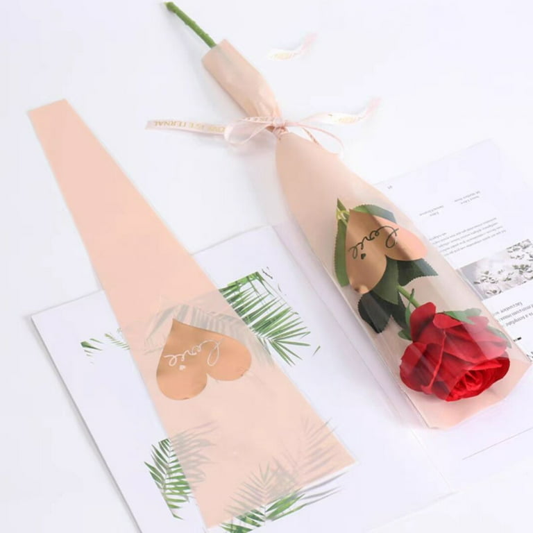 Transparent Waterproof Rose Flower Wrapping Paper, Bouquet Gift Packaging,  Sleeve Bags, Wholesale, 50Pcs - AliExpress