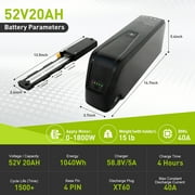 4Prong 52V 20AH Ebike Battery 52V Electric Bike Battery 2000W Lithium Battery for Adult Electric Scooter Motor