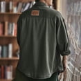 thumbnail image 4 of Men's Retro Work Shirt Jacket, Long Sleeve Button Down Casual Outerwear, Loose Fit Shacket with Pockets, Relaxed Fit Trucker Style Jacket for Men Green XXXXXXL/七点, 4 of 7