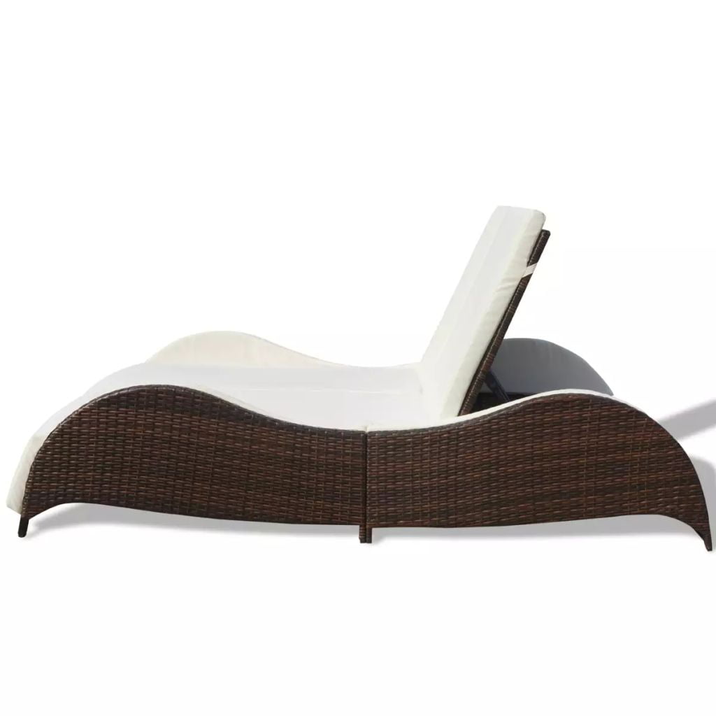 Kepooman Outdoor 2-Person Rattan Sun Lounger with Soft Cushion & Adjustable Backrest, Brown Kepooman Outdoor 2-Person Rattan Sun Lounger with Soft Cushion & Adjustable Backrest, Brown