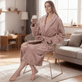 thumbnail image 5 of Enwphrey Taupe Women Robe Soft Cozy Warm Bathrobe Ladies Long Fleece Plush Comfy Spa Housecoat Lightweight Robe for Women(2XL/3XL,Taupe), 5 of 6