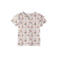 thumbnail image 5 of Abcomgle Girls Tee Shirts 7-16 Crewneck Vintage Floral Print Tshirt Double Layer Ruffle Short Sleeve Toddler T-Shirt Summer Fashion Cotton Toddler Tops Girls, 5 of 5