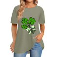 thumbnail image 2 of Pxiakgy Vente Chaude! T-Shirt Trèfle de la Saint-Patrick pour Femmes Chanceux Irlandais Manches Courtes T-Shirt Graphique Trèfle Mode Décontractée Col Rond Manches Courtes Imprimé, 2 of 6