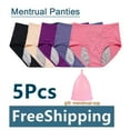 thumbnail image 2 of 5 pcs/Set Leak Proof Menstrual Panties Women Period Underwear Sexy Pants Physiological Underwear Plus Size Waterproof Briefs & Gift, 2 of 7
