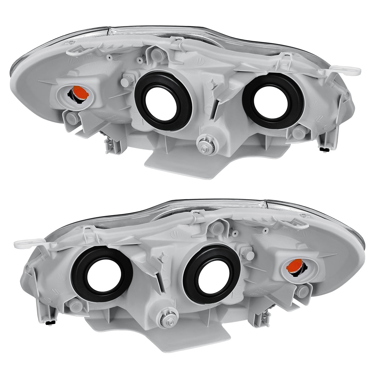 RVNI Left + Right Chrome Headlights for 2003-2008 Toyota Corolla S XRS Sedan 4-Door