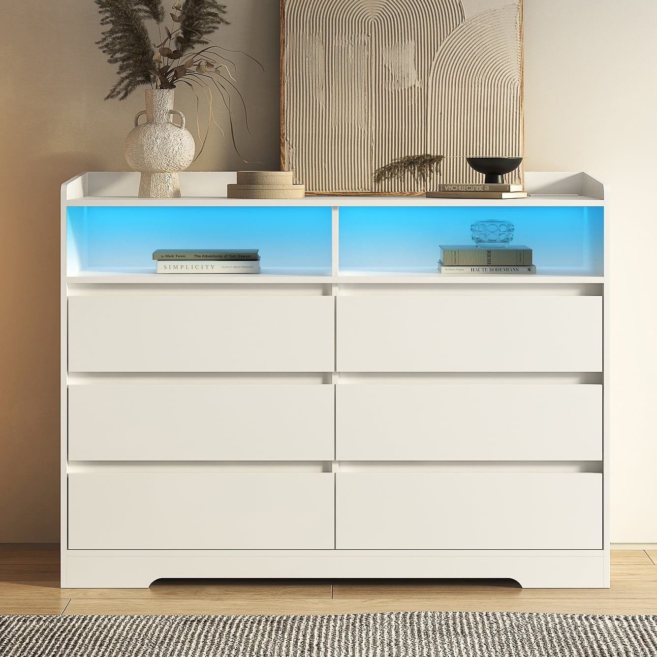 Yardi Yard Wood Chest of Drawers with LED Light and Storage shelf for Nursery Changing, Dressing Furniture White Yardi Yard Wood Chest of Drawers with LED Light and Storage shelf for Nursery Changing, Dressing Furniture White