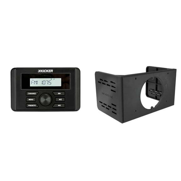 Kicker 46KMC3 Weather-Resistant Gauge-Style Media Center With Bluetooth & SPXDDASH Double-Din Dash Kit Bundle