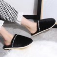 thumbnail image 7 of HNMKIU Elegant Women's Cozy Home Slippers Warm Flat Scuff with Rhinestone Detail for Autumn Winter Relaxation Z01_Black,6.5, 7 of 7