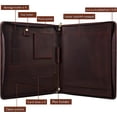 thumbnail image 4 of AZXCG Portfolio Leather Binders for Men, Professional Zippered Padfolio, Business Organizer Tablet A4 Notepad Holder, Handmade Christmas Gift for Husband, 4 of 5