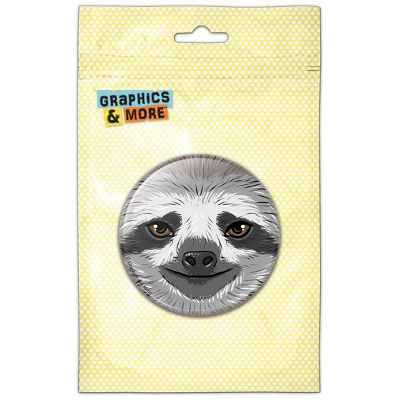 Sloth Face Pinback Button Pin Badge