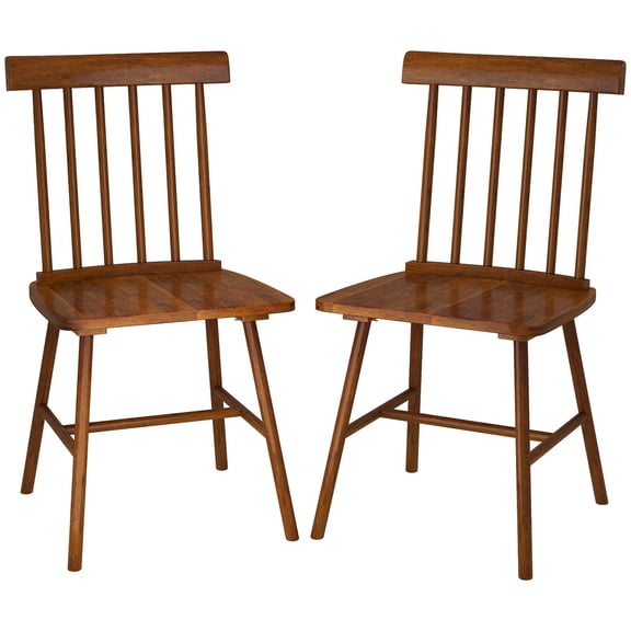 Dining Chairs Set of 2, Farmhouse Rubber Wood Kitchen Chairs, Brown