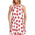 thumbnail image 1 of Easygdp Cartoon Strawberry para Vestido Transpirable de Mujer, Vestido Suelto de Manga Corta con Pliegues y Bolsillos para el Verano, 1 of 6