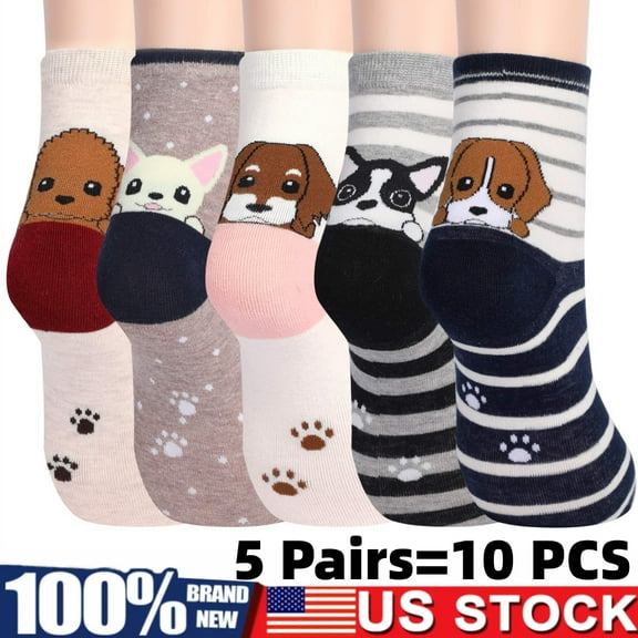 5Pairs Women's Dog Socks Dog Gifts Cute Animal Socks Dog Gifts for Women, Puppy Cartoon Stockings