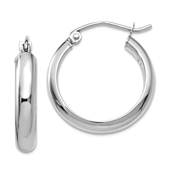 4mm 10k White Gold Hoop Earrings 20x4mm Wide 3.75mm Thick Hoop Earring for Women - 1.2 Grams