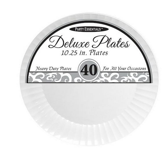 1 - Party Essentials 10.25" Deluxe Dinner Plates - White 40 Ct.