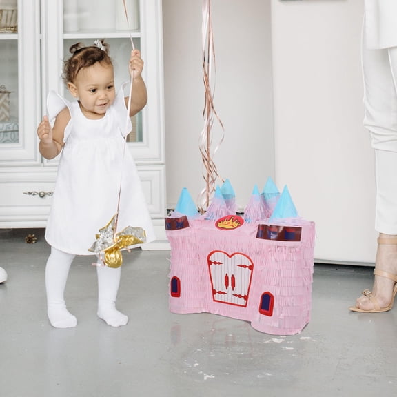 Luxshiny pink and white pinata for girl Princess Castle Pinata Paper 1Pack