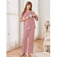 thumbnail image 3 of Ekouaer Maternity Nursing Robe Set 3 Pieces Sleeveless Top, Pregnancy Pants & Robe Double Layer Pajamas, 3 of 6