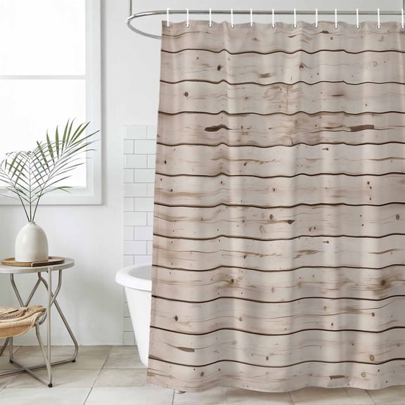 Vintage Farmhouse Waterproof Fabric Shower Curtain,Country Retro Beige Wooden Grain Waterproof Fabric Shower Curtain for Bathroom Curtains Bathtubs Shower Curtains with 12 Hooks Extra Long 72x84