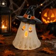 thumbnail image 4 of Halloween Table Spooky Home Decor, Exquisite Witch Hat Ghost Candle Holder with Stylish Edges Fade-Proof Resin for Halloween Parties, Porch Decor, Haunted Mansion Decor, 4 of 6