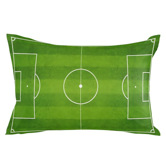 Soccer Field Throw Pillow Cover 20 x 26 Inch Decorative Pillow Cover Green Birdseye View Athletic Sporty Lumbar Pillowcase Seasonal Rectangle Cushion Case for Couch Sofa Bed Living Room