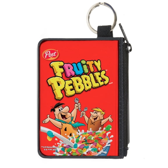 The Flintstones Wallet, Coin Purse, Fruity Pebbles Fred and Barney Cereal Box Replica Bright Red, Canvas